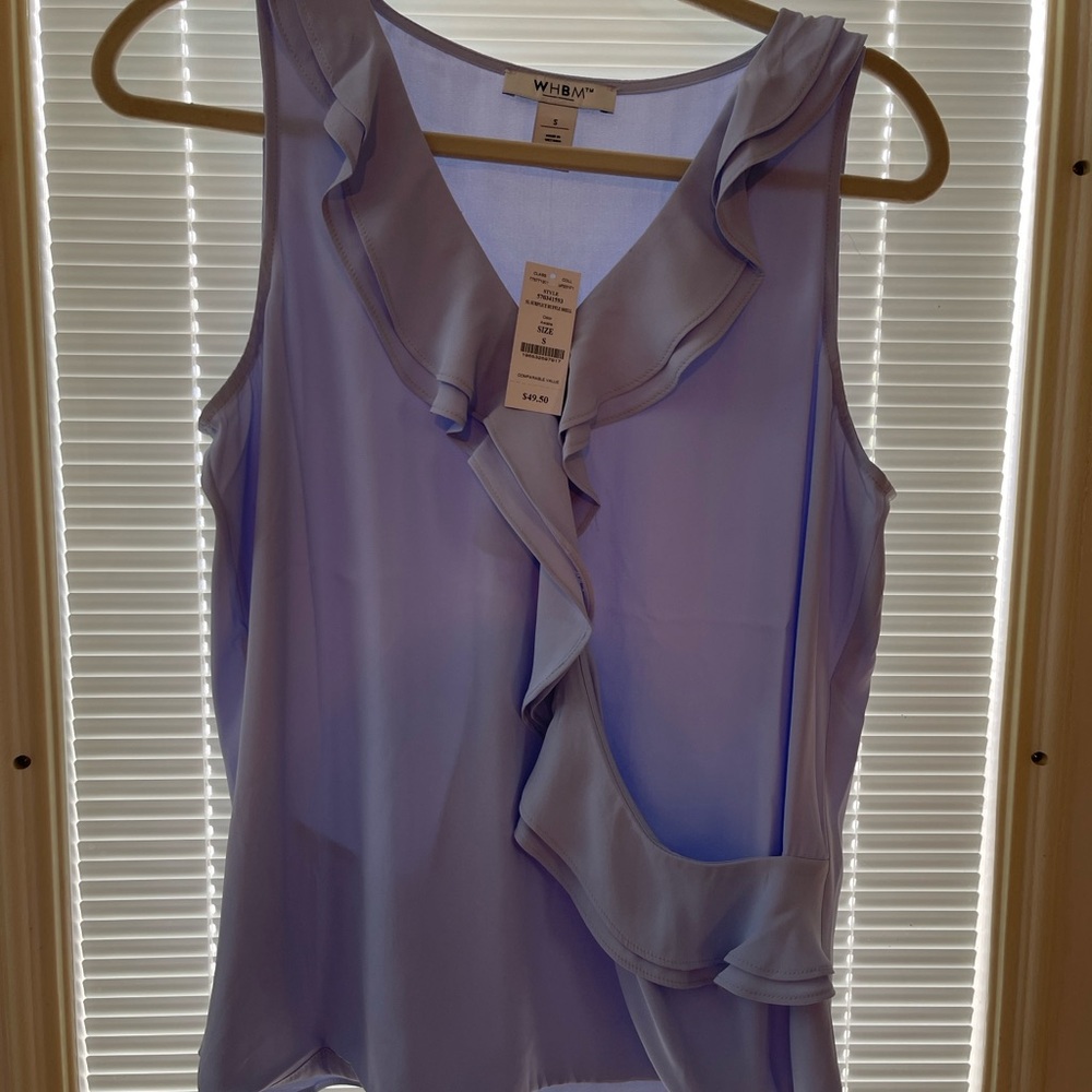 White House Black Market Purple Ruffled Sleeveless Blouse
